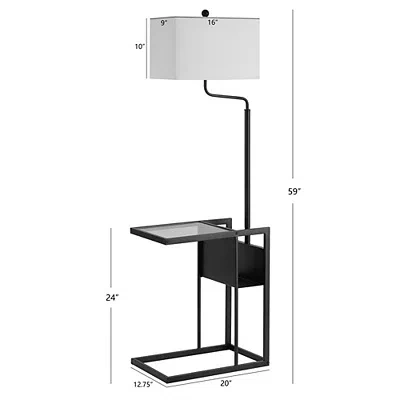 Kirkland's Metal Floor Lamp With Glass Tabletop In White