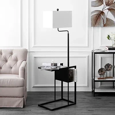 Kirkland's Metal Floor Lamp With Glass Tabletop In White