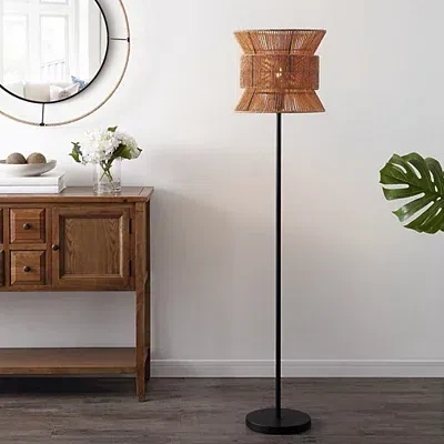 Kirkland's Floor Lamp With Natural Woven Shade In Multi
