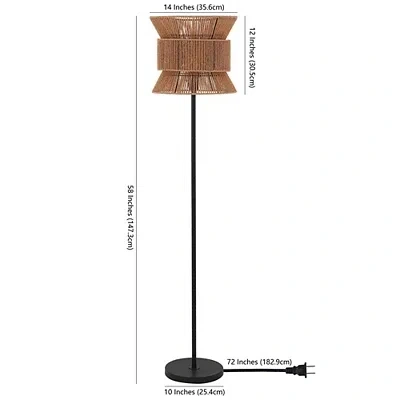 Kirkland's Floor Lamp With Natural Woven Shade In Multi