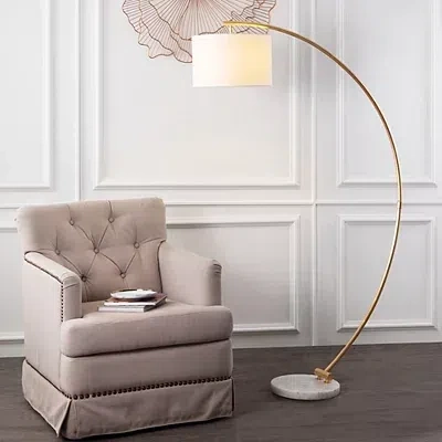 Kirkland's Curved Floor Lamp With Marble Base In Multi