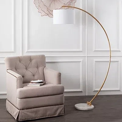 Kirkland's Curved Floor Lamp With Marble Base In Multi