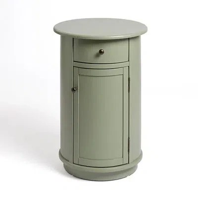 Kirkland's Avery Sage Green Wood Round Charging End Table In Green
