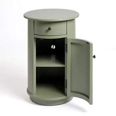 Kirkland's Avery Sage Green Wood Round Charging End Table In Green