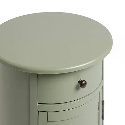 Kirkland's Avery Sage Green Wood Round Charging End Table In Green