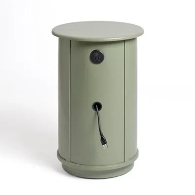 Kirkland's Avery Sage Green Wood Round Charging End Table In Green