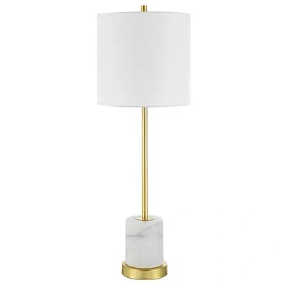 Kirkland's Marble And Gold Turret Buffet Lamp In White