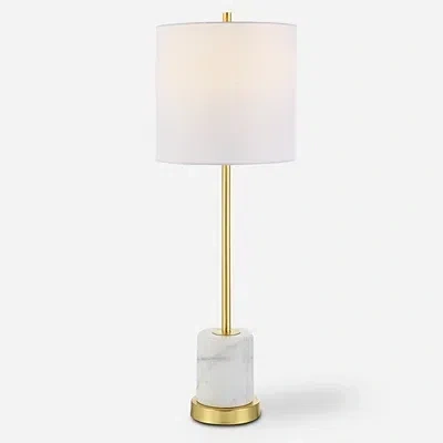 Kirkland's Marble And Gold Turret Buffet Lamp In White