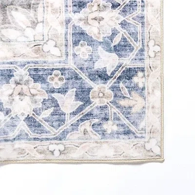 Kirkland's Lara Blue Medallion Washable Area Rug In Multi
