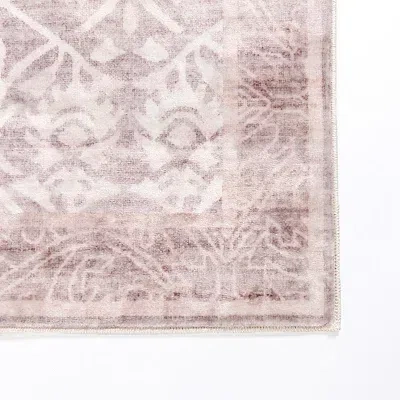 Kirkland's Maya Red Botanical Washable Area Rug In Multi