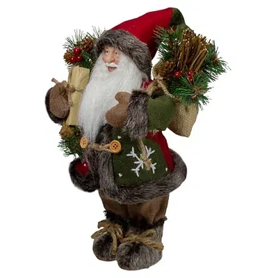 Kirkland's Rustic Santa With Burlap Sack Figurine In Multi