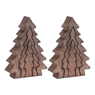 Kirkland's Nesting Pine Tree Figurines In Brown