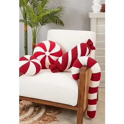 Kirkland's Round Peppermint Candy Pillow In Red