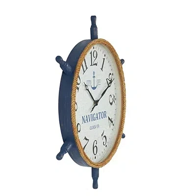 Kirkland's Ship Wheel Wood And Rope Wall Clock In White
