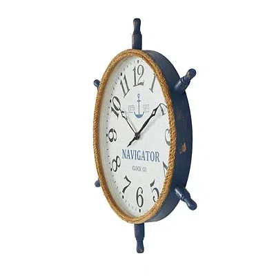Kirkland's Ship Wheel Wood And Rope Wall Clock In White