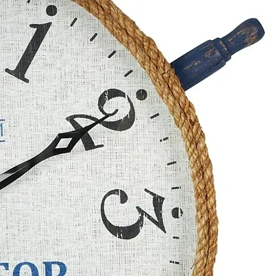 Kirkland's Ship Wheel Wood And Rope Wall Clock In White