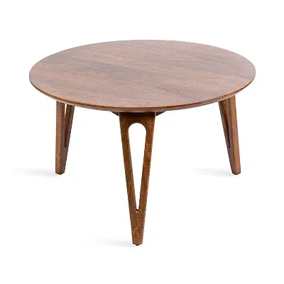 Kirkland's Walnut Brown Mango Wood Round Kershaw Coffee Table In Brown
