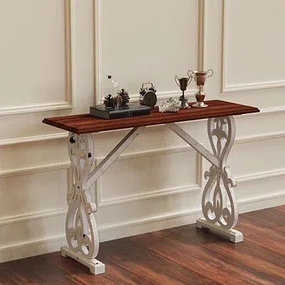 Kirkland's Distressed Whitewash Baxter Console Table In Multi