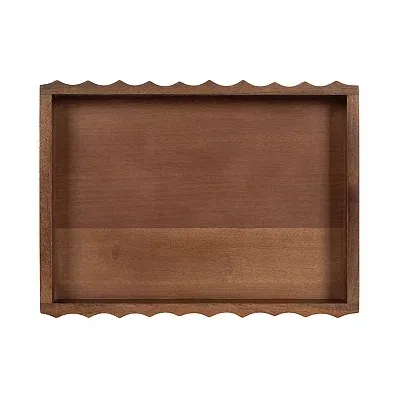Kirkland's Walnut Brown Fluted Lissi Rectangular Serving Tray In Brown