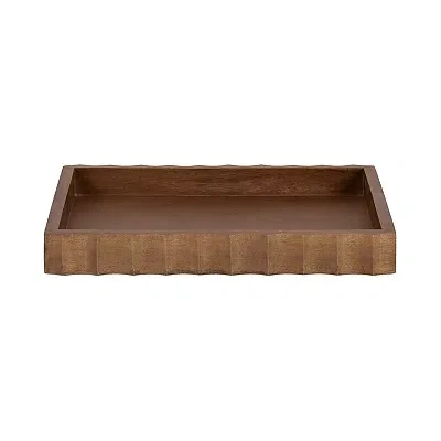 Kirkland's Walnut Brown Fluted Lissi Rectangular Serving Tray In Brown
