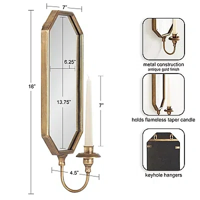 Kirkland's Wardelle Antique Gold Mirrored Taper Candle Sconce In Gold