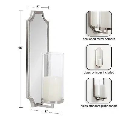 Kirkland's Ciel Silver Mirrored Pillar Candle Sconce In Silver
