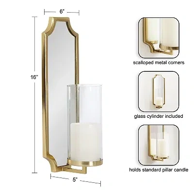 Kirkland's Ciel Gold Mirrored Pillar Candle Sconce In Gold