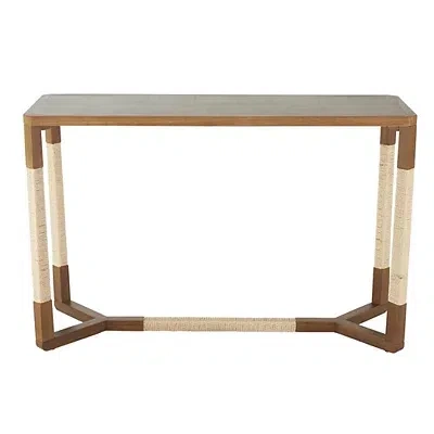 Kirkland's Wood And Rope Geometric Console Table In Brown