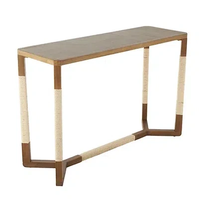 Kirkland's Wood And Rope Geometric Console Table In Brown