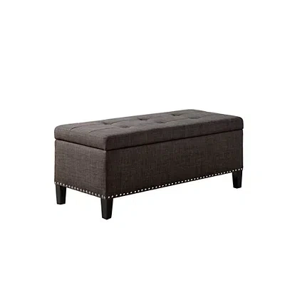 Kirkland's Linen Button Tufted Storage Bench In Black