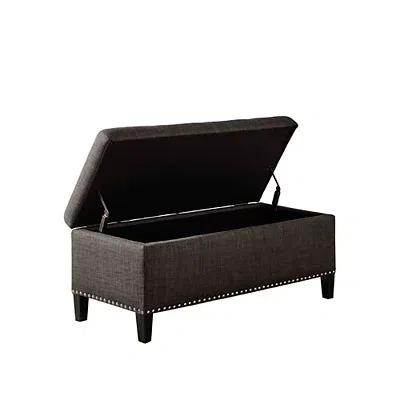 Kirkland's Linen Button Tufted Storage Bench In Black