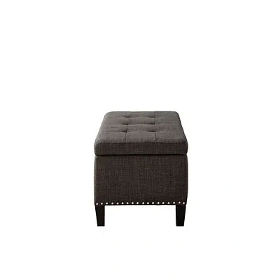 Kirkland's Linen Button Tufted Storage Bench In Black
