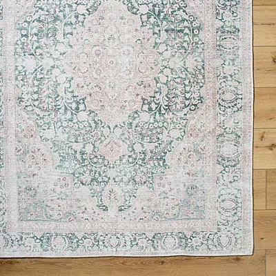 Kirkland's Amelie Green Traditional Washable Area Rug In Multi