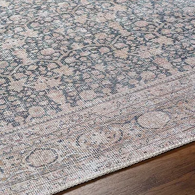 Kirkland's Amelie Black Traditional Washable Area Rug In Multi