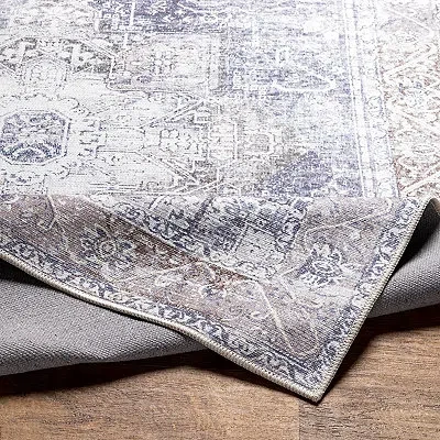 Kirkland's Amelie Navy Blue Classic Washable Area Rug In Multi