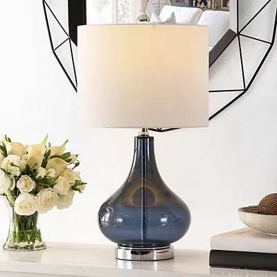 Kirkland's Glass Curved Brooks Table Lamp In White