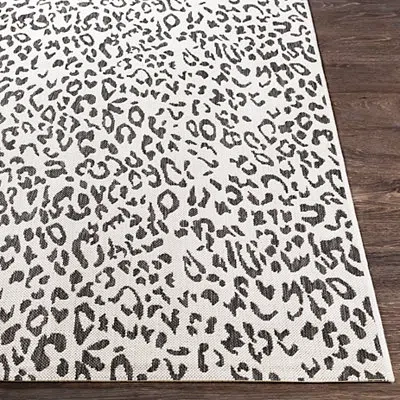 Kirkland's Cauli Black Leopard Print Outdoor Rug In Black