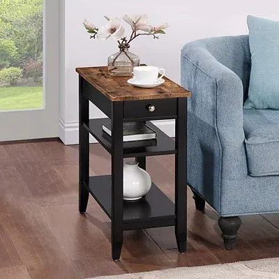 Kirkland's Two-tone Pull-out Drawer Accent Table In Brown
