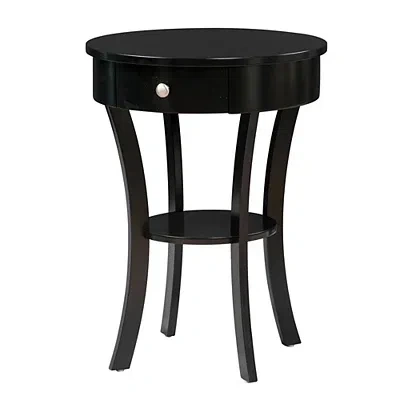 Kirkland's Curved Legs Round Drawer Accent Table In Multi