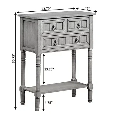 Kirkland's Light Gray 3-drawer Turned Legs Accent Table In Gray