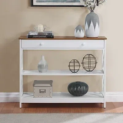 Kirkland's Two-tone X Sides Single Drawer Console Table In White