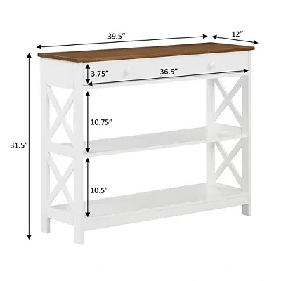 Kirkland's Two-tone X Sides Single Drawer Console Table In White