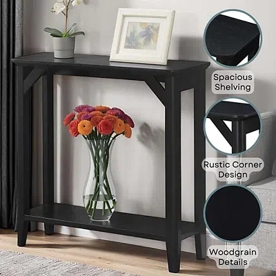 Kirkland's Tapered Legs Rustic Console Table In Black