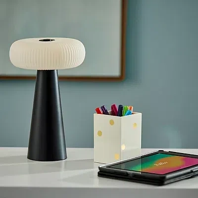 Kirkland's Led Cordless Lamp With Round Shade In Black