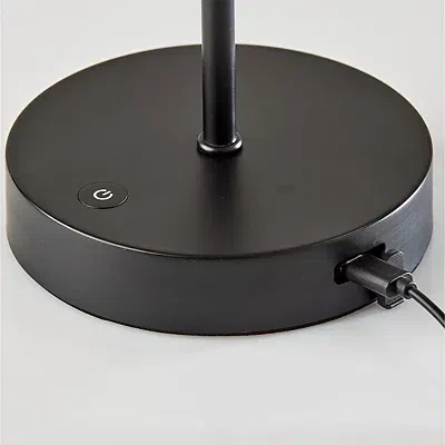 Kirkland's Metal Scalloped Shade Cordless Table Lamp In Black