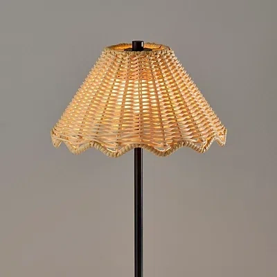 Kirkland's Metal Scalloped Shade Cordless Table Lamp In Black