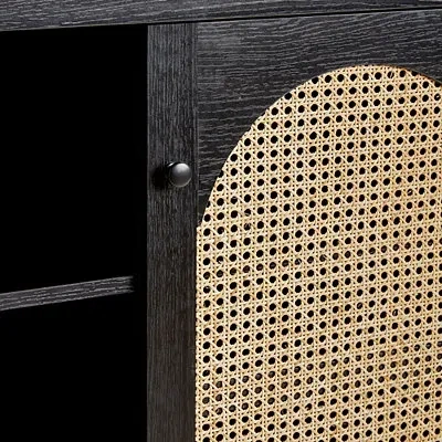 Kirkland's Wood And Rattan 2-door Sideboard In Black