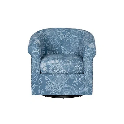 Kirkland's Coastal Bonnie Swivel Accent Chair In Blue