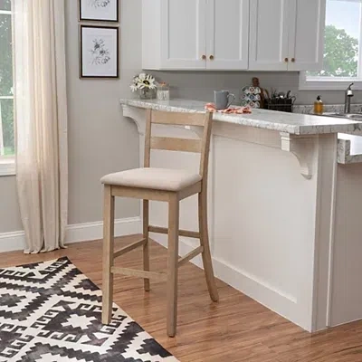Kirkland's Rustic Graywash Wood Upholstered Bar Stool In Brown