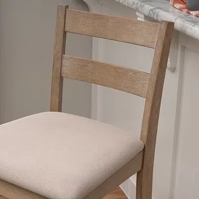 Kirkland's Rustic Graywash Wood Upholstered Bar Stool In Brown